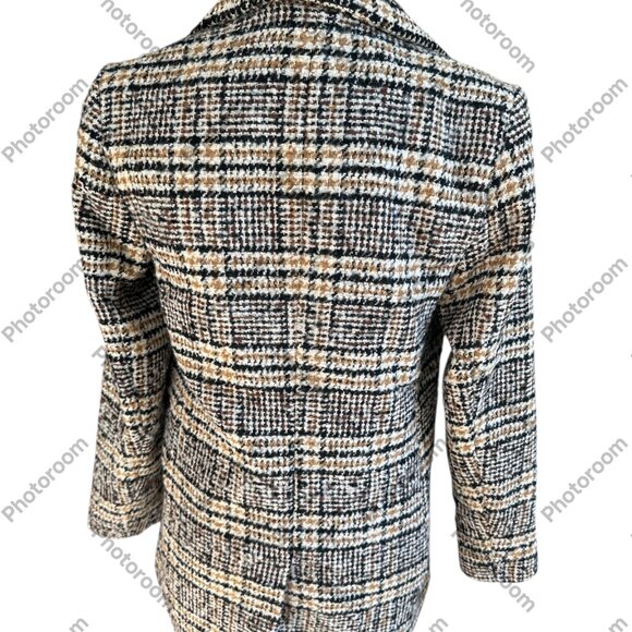 Free Assembly XSmall Brown Black Plaid Tweed Lined Button Coat - Picture 5 of 5